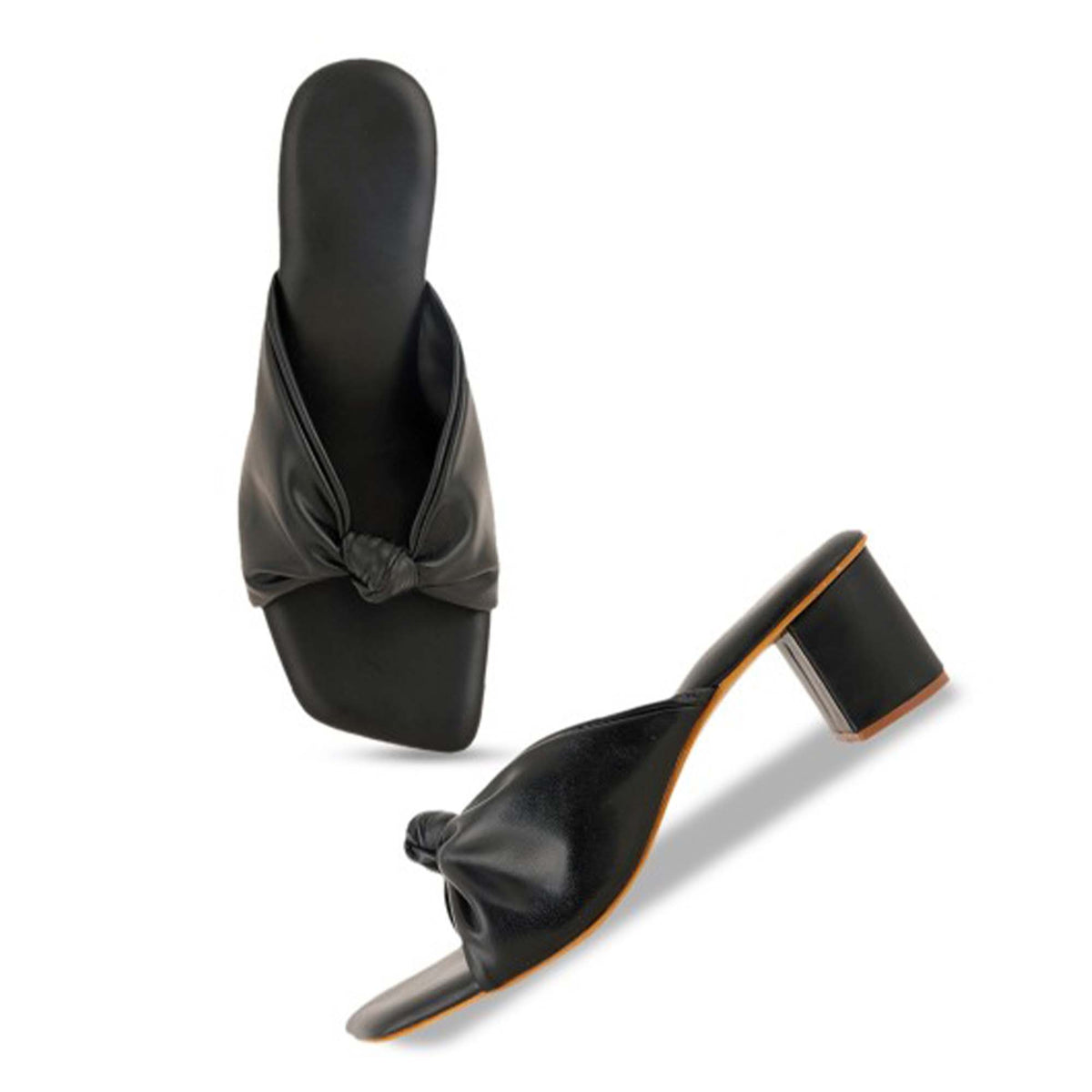 Black Block Heel Sandals for Women