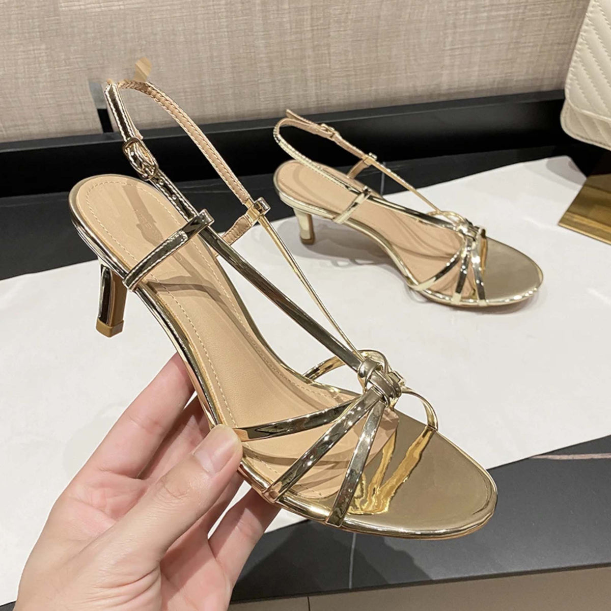Patent Leather Strappy High Heel