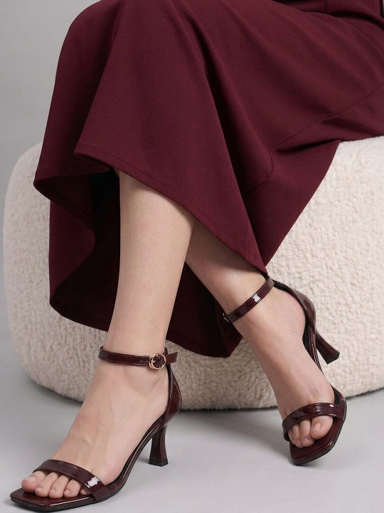 Burgundy Glossy Strap Heel